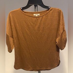 Max Studio Women's Rust Textured Knit Ruched Sleeve Top